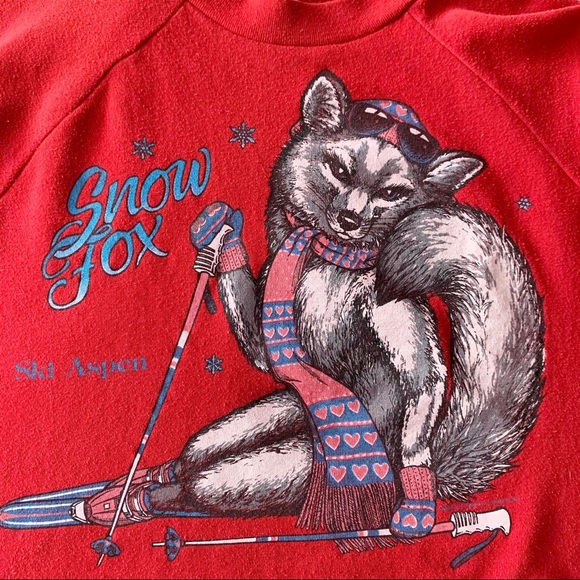 Vtg 80s Snow Fox Ski Aspen Sweatshirt M USA Made - Picture 7 of 11